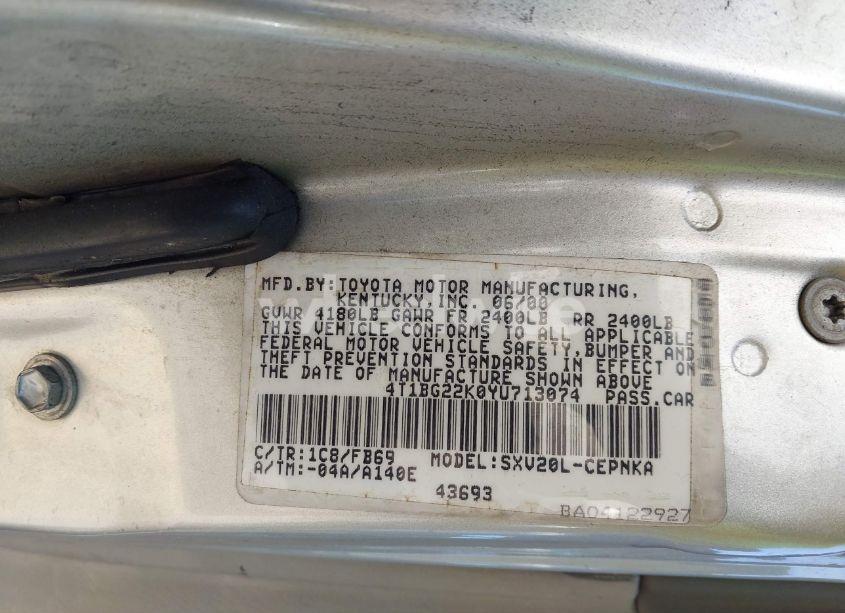 Photo 9 of 2000 Toyota Camry LE (VIN 4T1BG22K0YU713074)