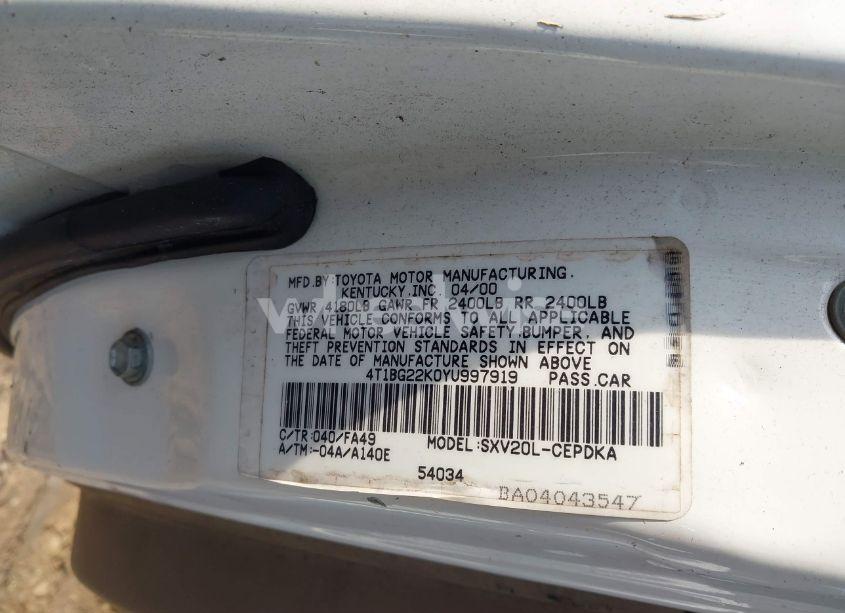 Photo 9 of 2000 Toyota Camry CE (VIN 4T1BG22K0YU997919)