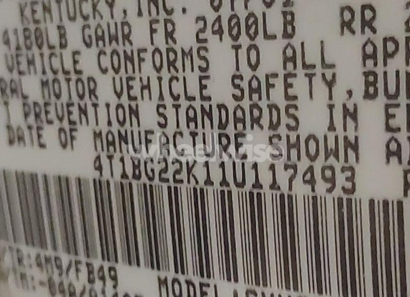 Photo 9 of 2001 Toyota Camry LE (VIN 4T1BG22K11U117493)