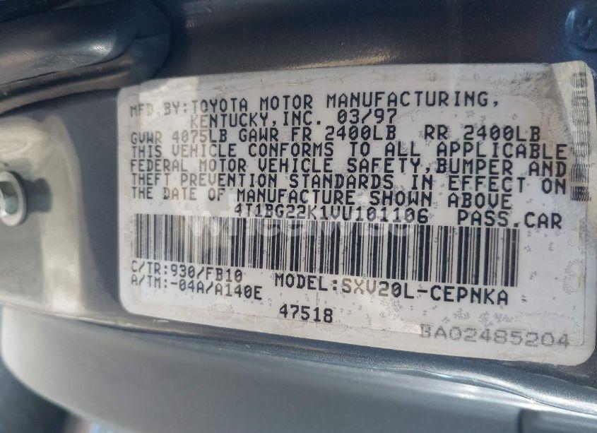 Photo 9 of 1997 Toyota Camry LE (VIN 4T1BG22K1VU101106)