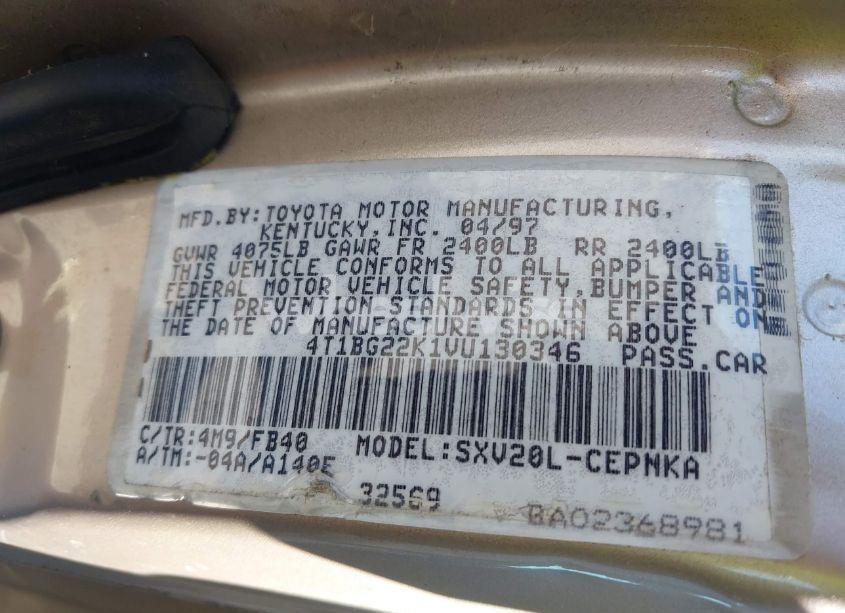 Photo 9 of 1997 Toyota Camry LE (VIN 4T1BG22K1VU130346)