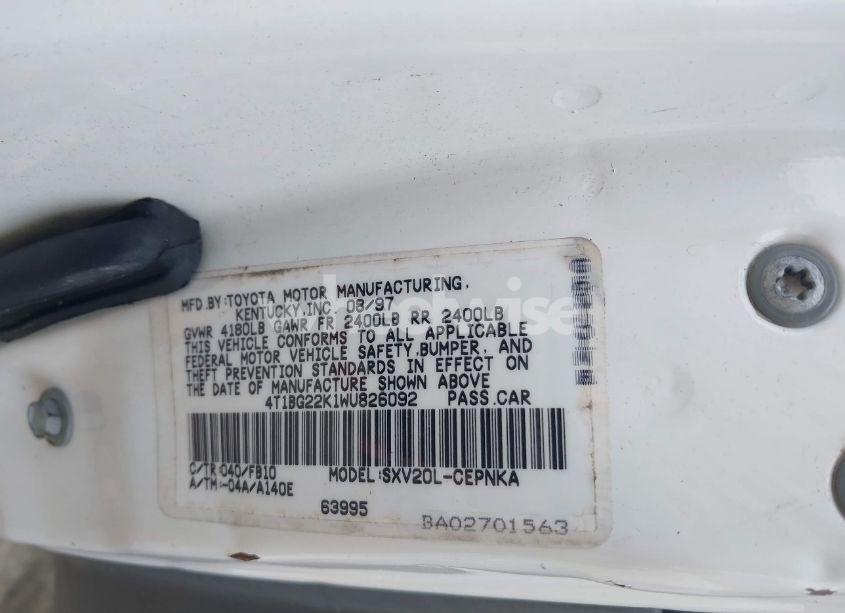 Photo 9 of 1998 Toyota Camry LE (VIN 4T1BG22K1WU826092)