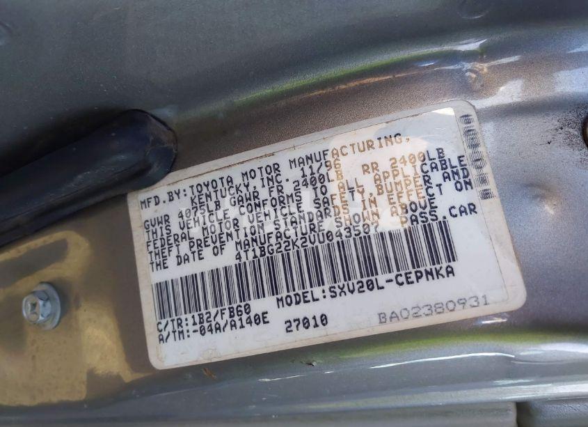 Photo 9 of 1997 Toyota Camry LE (VIN 4T1BG22K2VU043507)