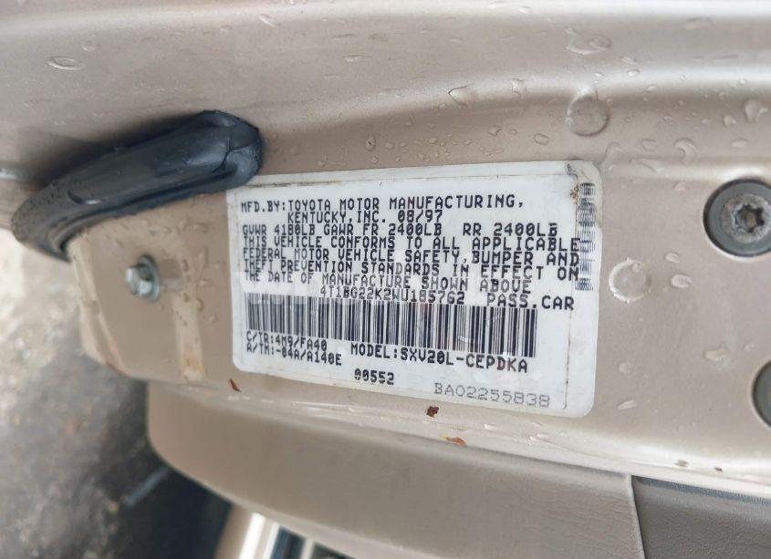 Photo 9 of 1998 Toyota Camry CE (VIN 4T1BG22K2WU185762)