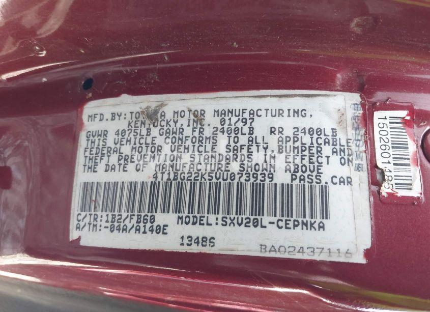 Photo 9 of 1998 Toyota Camry LE (VIN 4T1BG22K2WU839367)