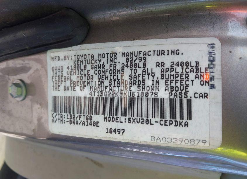Photo 9 of 1999 Toyota Camry CE (VIN 4T1BG22K3XU510078)