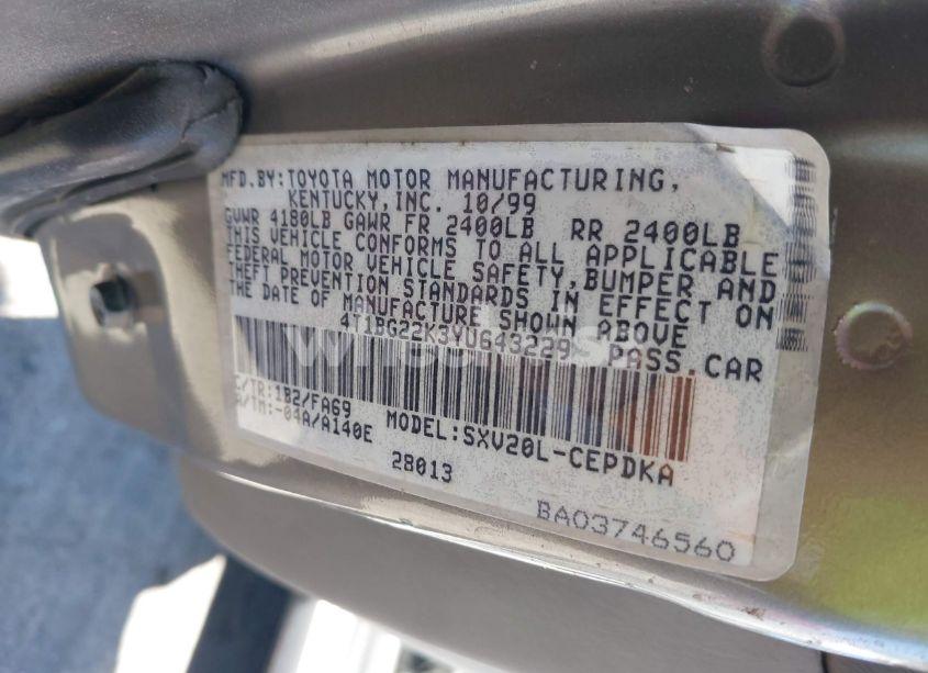 Photo 9 of 2000 Toyota Camry CE (VIN 4T1BG22K3YU643229)