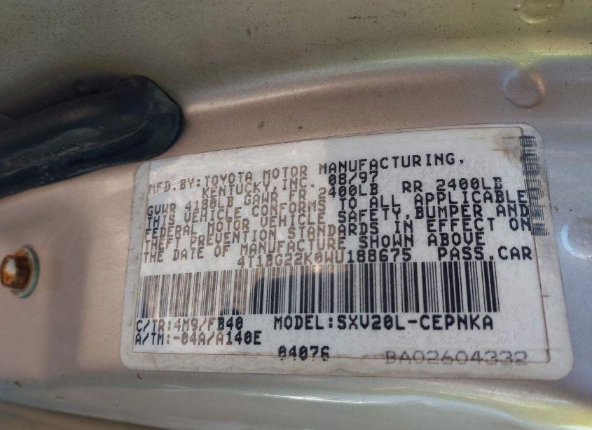 Photo 9 of 2000 Toyota Camry LE (VIN 4T1BG22K3YU658281)