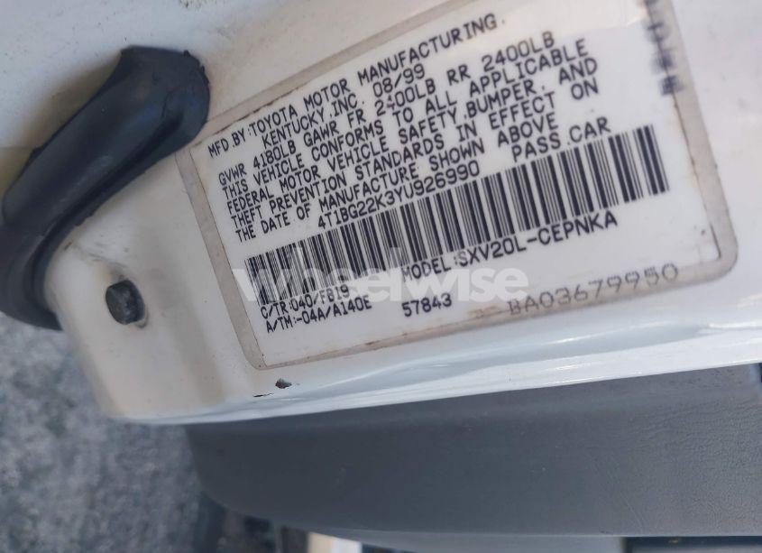 Photo 9 of 2000 Toyota Camry LE (VIN 4T1BG22K3YU926990)