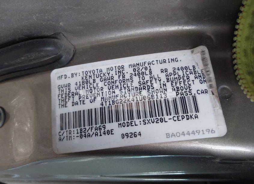 Photo 9 of 2001 Toyota Camry CE (VIN 4T1BG22K41U068113)