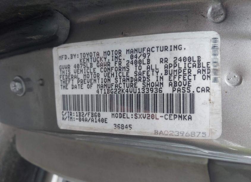 Photo 9 of 1997 Toyota Camry LE (VIN 4T1BG22K4VU133936)