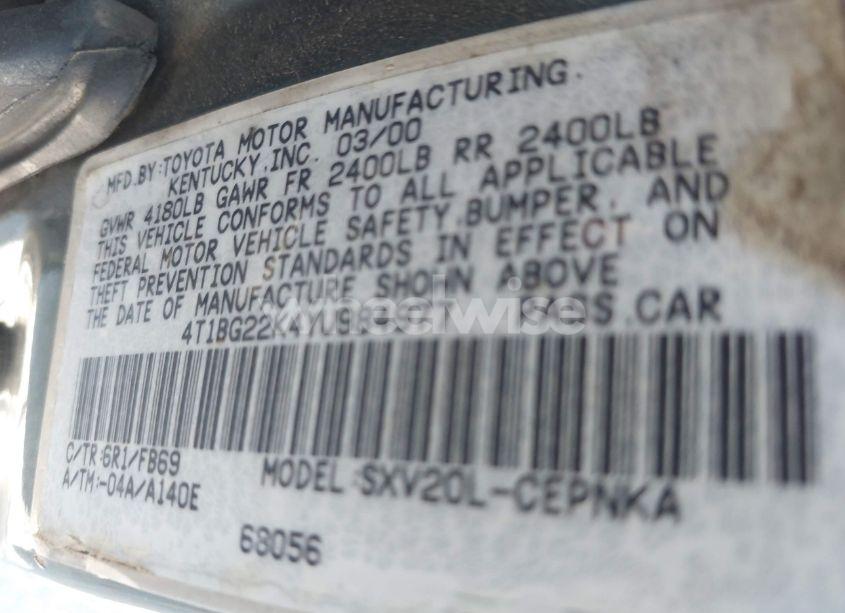 Photo 9 of 2000 Toyota Camry LE (VIN 4T1BG22K4YU984977)