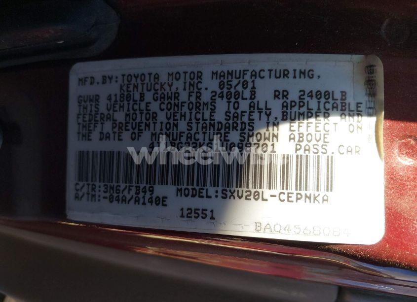 Photo 9 of 2001 Toyota Camry LE (VIN 4T1BG22K61U098701)