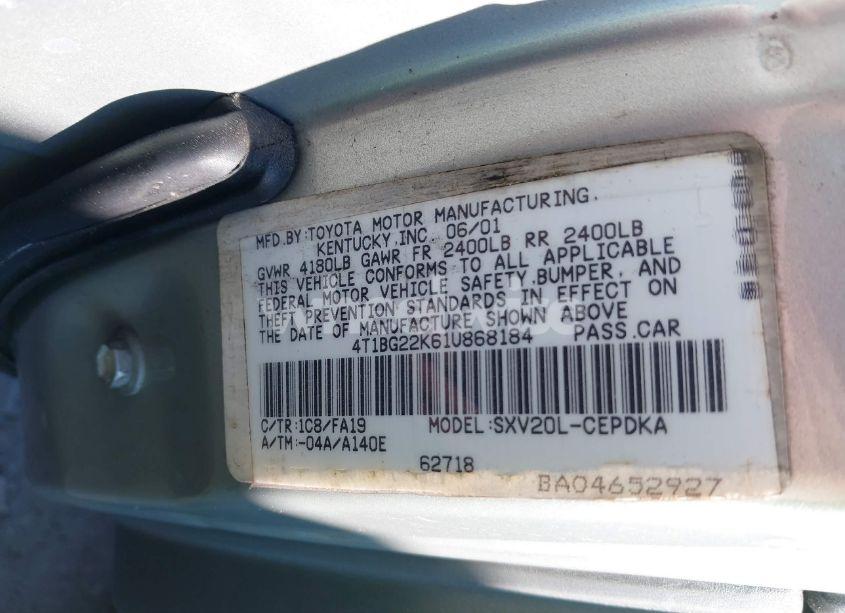 Photo 9 of 2001 Toyota Camry CE (VIN 4T1BG22K61U868184)