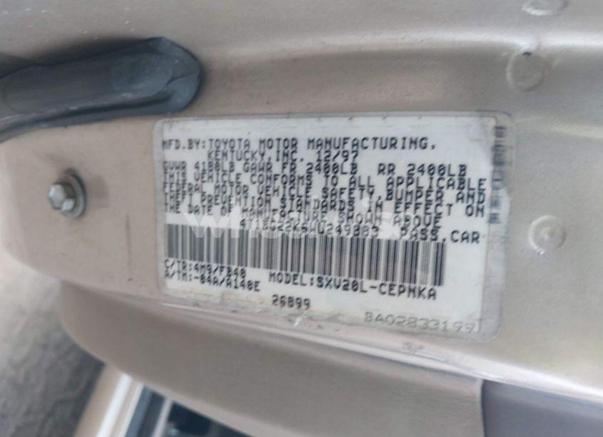 Photo 9 of 1998 Toyota Camry LE (VIN 4T1BG22K6WU249883)