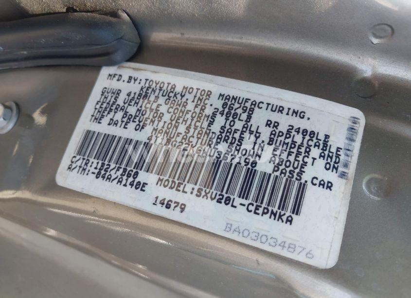 Photo 9 of 1998 Toyota Camry LE (VIN 4T1BG22K6WU367190)