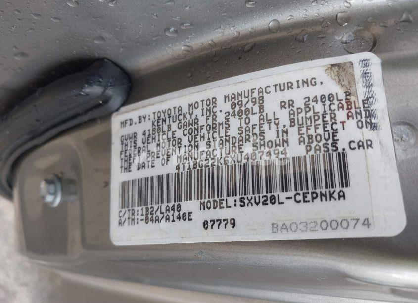 Photo 9 of 1999 Toyota Camry LE (VIN 4T1BG22K6XU407494)