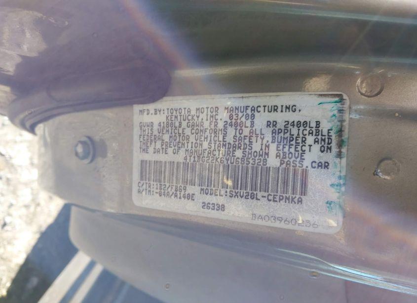 Photo 9 of 2000 Toyota Camry LE (VIN 4T1BG22K6YU685328)