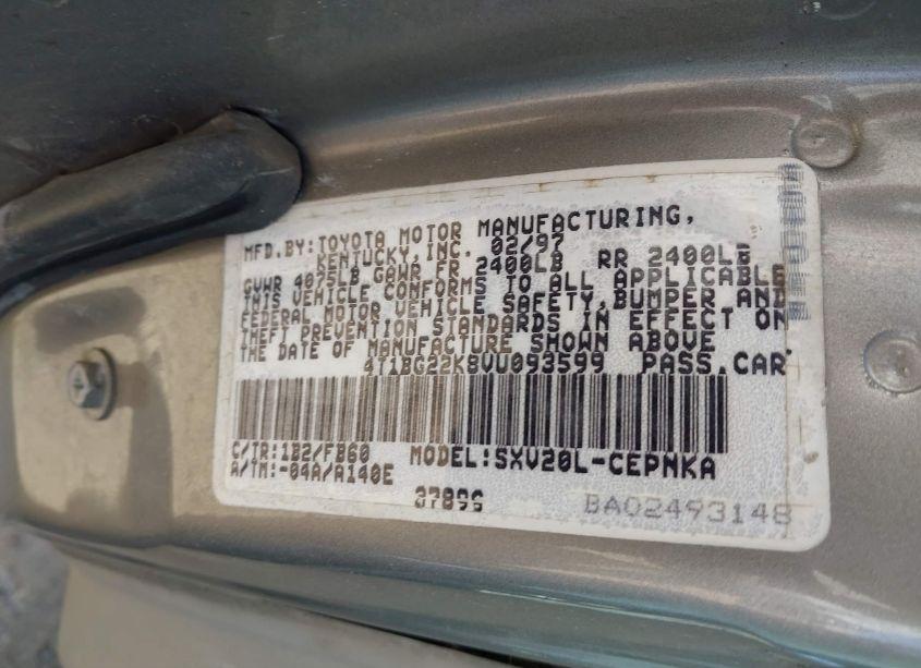 Photo 9 of 1997 Toyota Camry LE (VIN 4T1BG22K8VU093599)