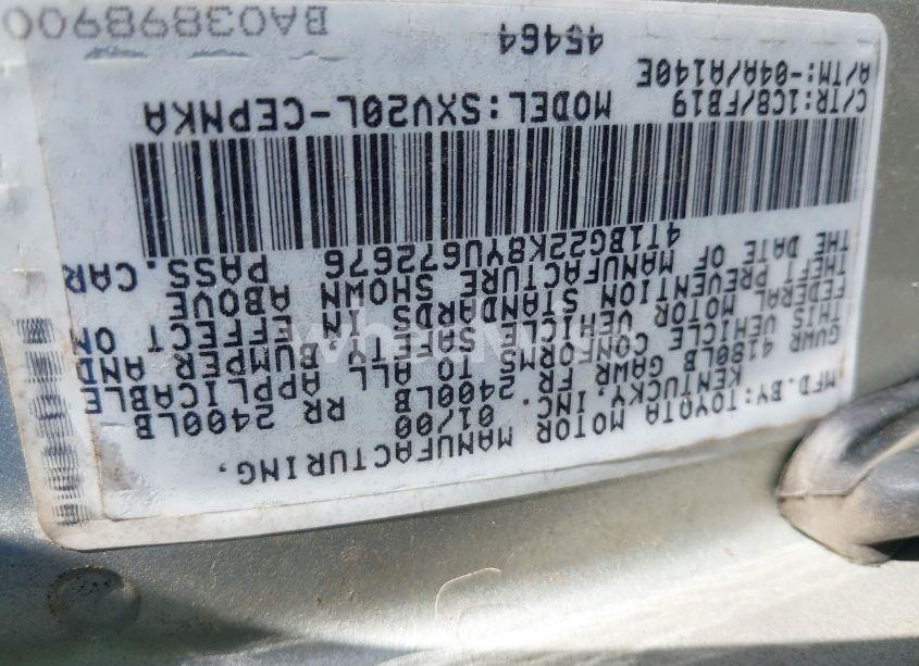 Photo 9 of 2000 Toyota Camry LE (VIN 4T1BG22K8YU672676)