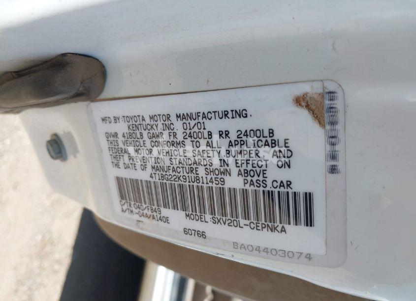 Photo 9 of 2001 Toyota Camry CE/LE/XLE (VIN 4T1BG22K91U811459)