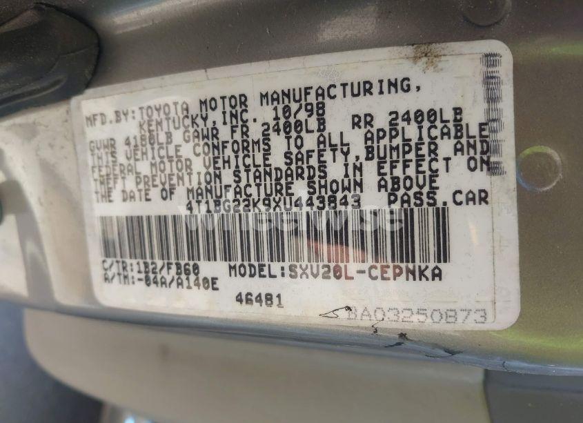 Photo 9 of 1999 Toyota Camry LE (VIN 4T1BG22K9XU443843)
