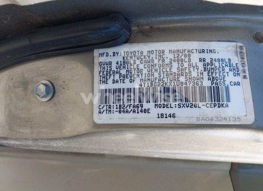 Photo 9 of 2001 Toyota Camry CE (VIN 4T1BG22KX1U047363)
