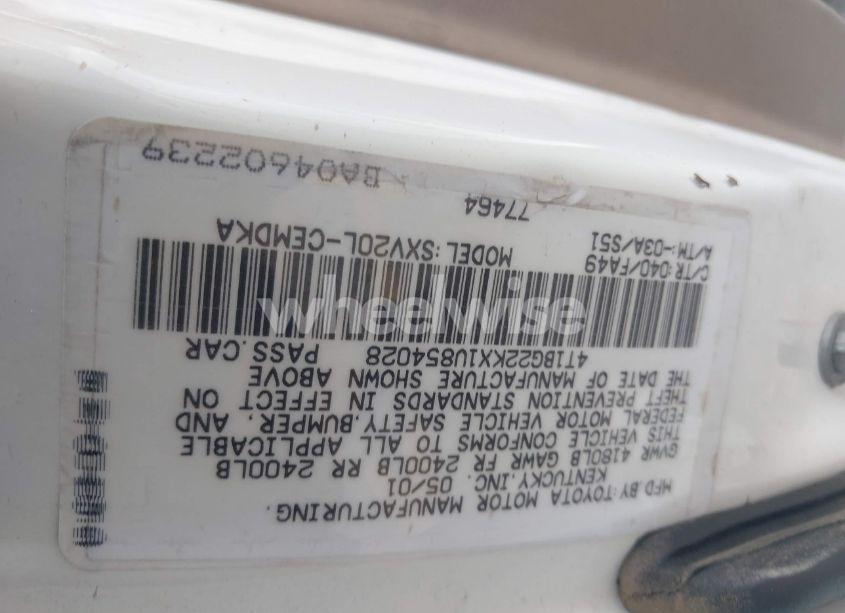 Photo 9 of 2001 Toyota Camry CE (VIN 4T1BG22KX1U854028)