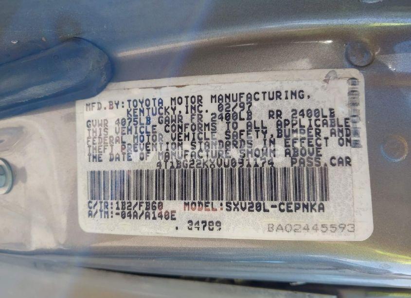 Photo 9 of 1997 Toyota Camry LE (VIN 4T1BG22KXVU091174)