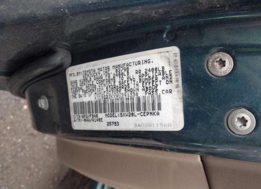 Photo 9 of 1998 Toyota Camry LE (VIN 4T1BG22KXWU291330)