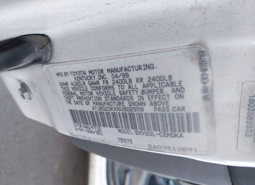 Photo 9 of 1999 Toyota Camry CE (VIN 4T1BG22KXXU902958)