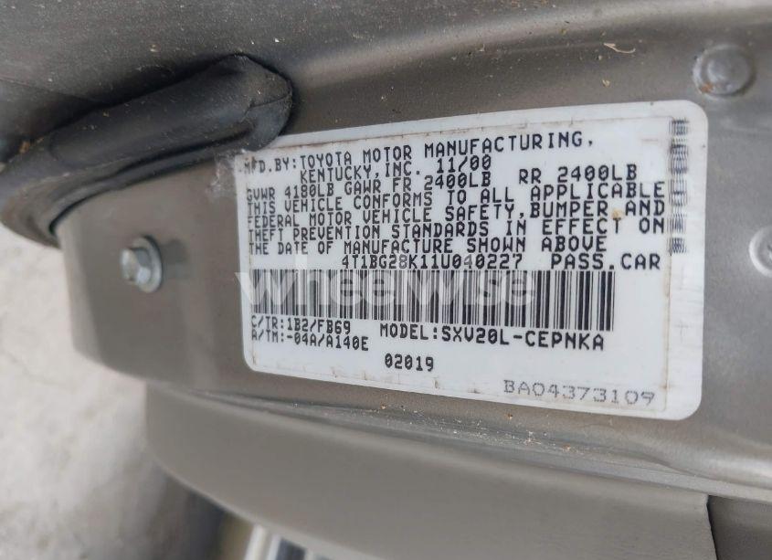 Photo 9 of 2001 Toyota Camry LE (VIN 4T1BG28K11U040227)