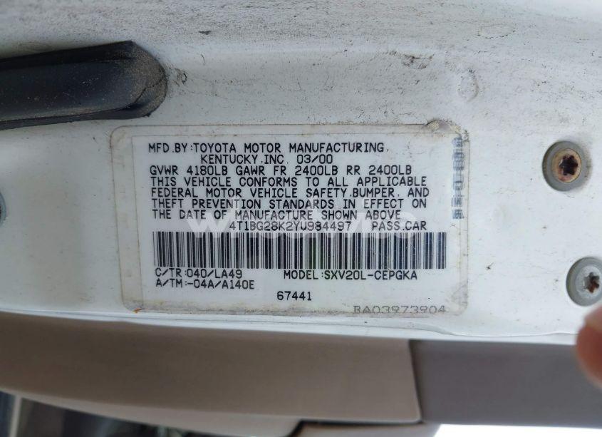 Photo 9 of 2000 Toyota Camry XLE (VIN 4T1BG28K2YU984497)