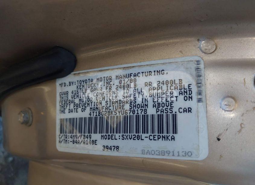 Photo 9 of 2000 Toyota Camry LE (VIN 4T1BG28K5YU670178)