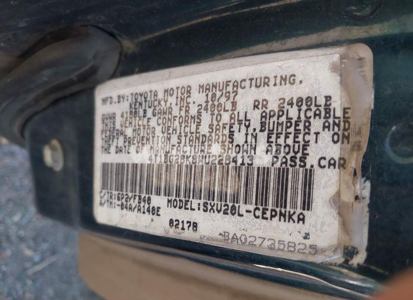 Photo 9 of 1998 Toyota Camry LE (VIN 4T1BG28K8WU228413)