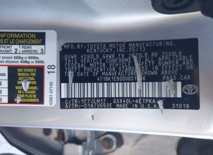 Photo 9 of 2013 Toyota Avalon LIMITED (VIN 4T1BK1EB0DU051236)