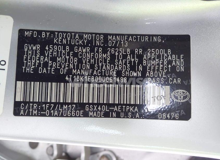 Photo 9 of 2013 Toyota Avalon LIMITED (VIN 4T1BK1EB0DU061488)