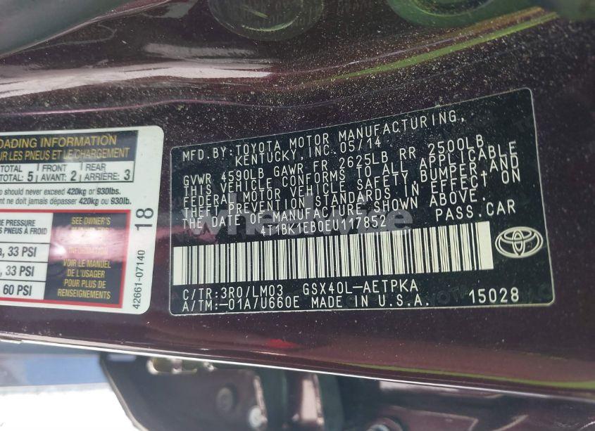 Photo 9 of 2014 Toyota Avalon LIMITED (VIN 4T1BK1EB0EU117852)