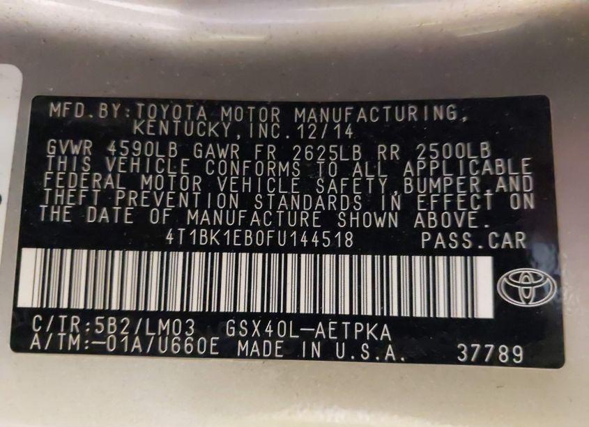 Photo 9 of 2015 Toyota Avalon LIMITED (VIN 4T1BK1EB0FU144518)