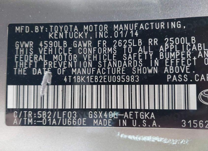 Photo 9 of 2014 Toyota Avalon XLE PREMIUM (VIN 4T1BK1EB2EU095983)