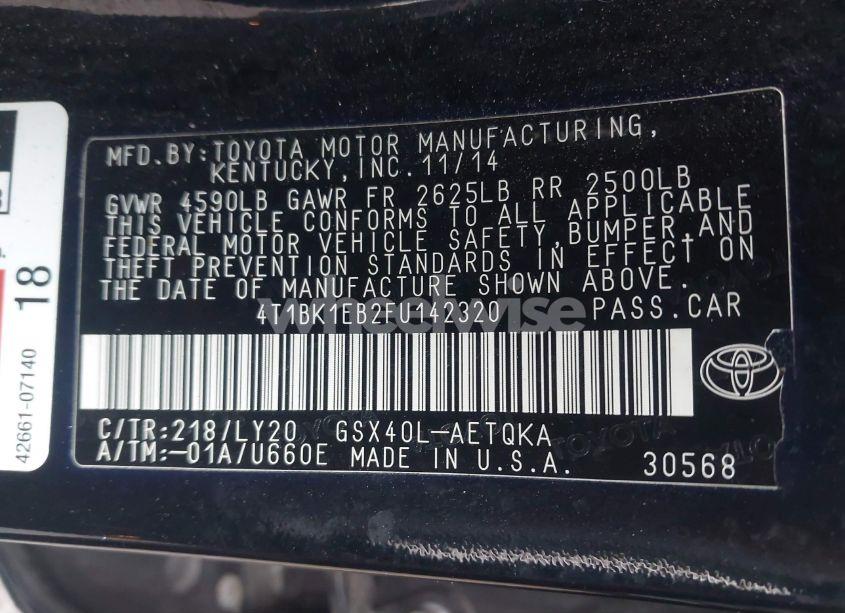 Photo 9 of 2015 Toyota Avalon XLE TOURING SE (VIN 4T1BK1EB2FU142320)