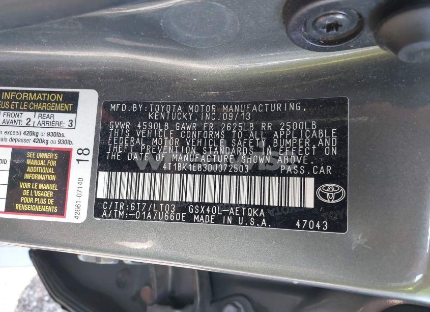 Photo 9 of 2013 Toyota Avalon PREMIUM/TOURING/LIMITED (VIN 4T1BK1EB3DU072503)