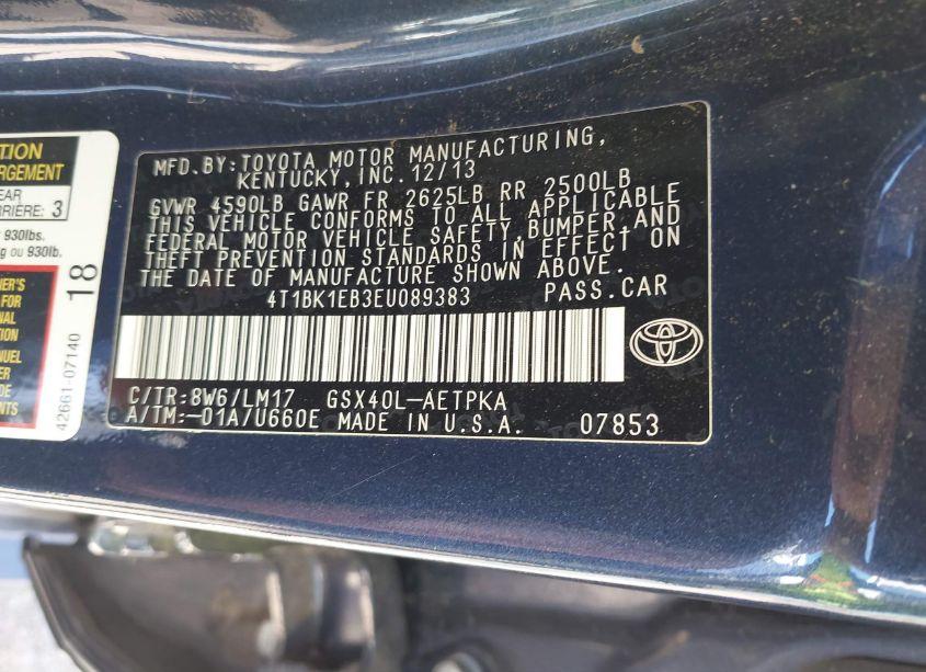 Photo 9 of 2014 Toyota Avalon LIMITED (VIN 4T1BK1EB3EU089383)