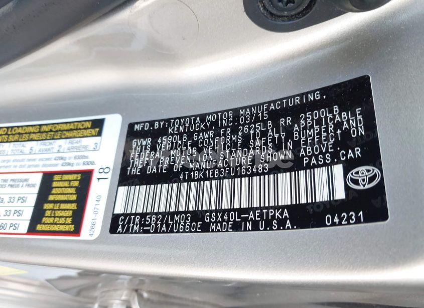 Photo 9 of 2015 Toyota Avalon LIMITED (VIN 4T1BK1EB3FU163483)