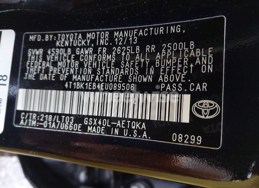 Photo 9 of 2014 Toyota Avalon XLE TOURING (VIN 4T1BK1EB4EU089506)