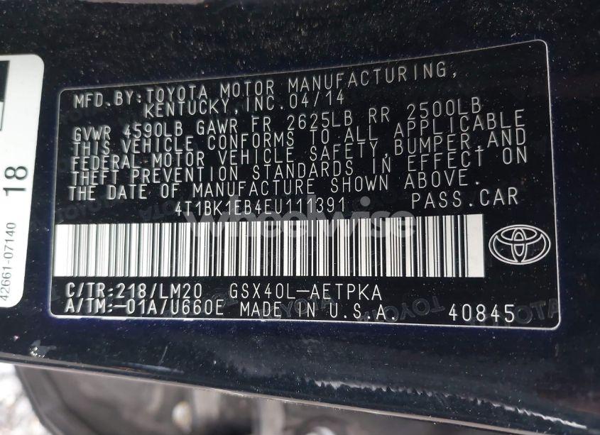 Photo 9 of 2014 Toyota Avalon LIMITED (VIN 4T1BK1EB4EU111391)