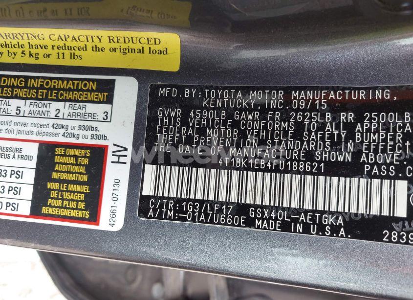 Photo 9 of 2015 Toyota Avalon XLE PREMIUM (VIN 4T1BK1EB4FU188621)