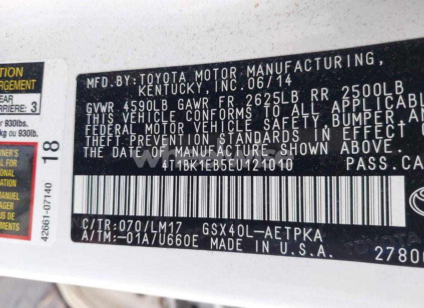 Photo 9 of 2014 Toyota Avalon LIMITED (VIN 4T1BK1EB5EU121010)