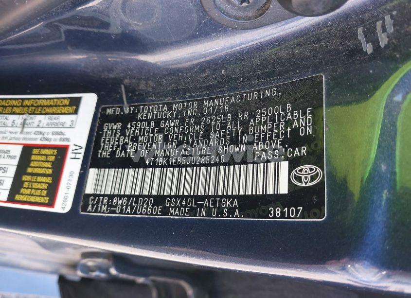 Photo 9 of 2018 Toyota Avalon XLE (VIN 4T1BK1EB5JU285240)