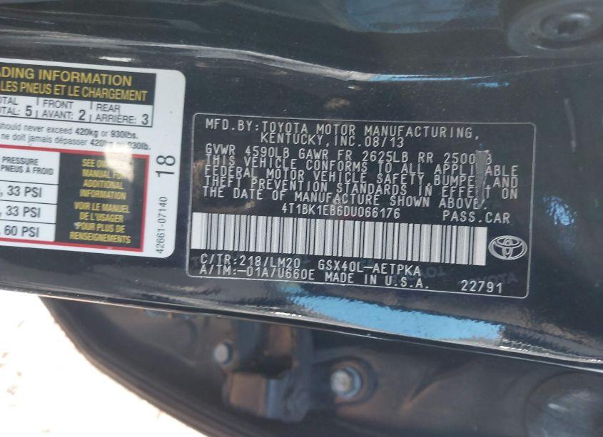 Photo 9 of 2013 Toyota Avalon LIMITED (VIN 4T1BK1EB6DU066176)